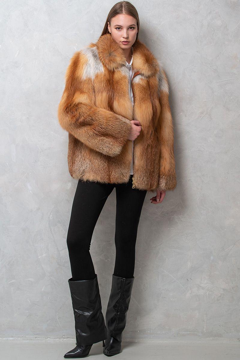 Шуба из рыжей лисы фото