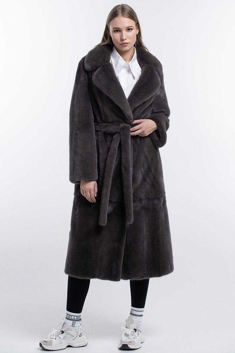 Шуба из норки с английским воротником фото