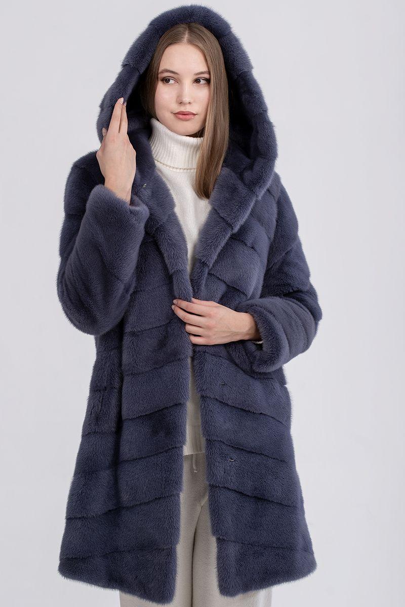 Норковая шуба с капюшоном фото