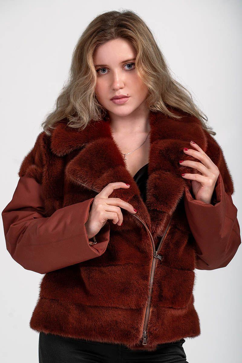 Норковая куртка с тканью фото