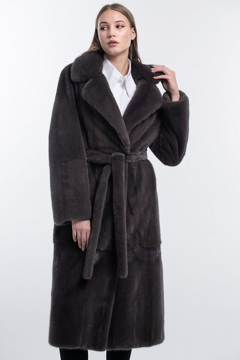 Шуба из норки с английским воротником фото