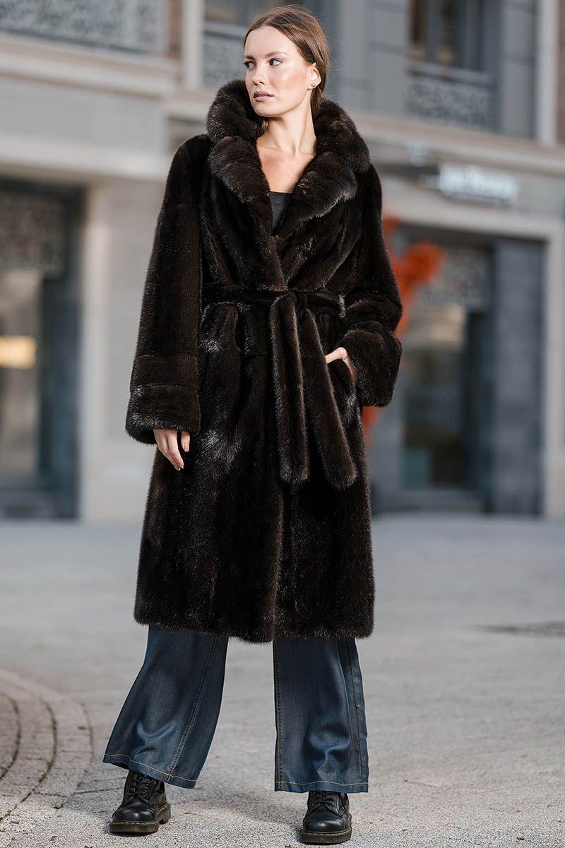Норковая шуба с английским воротником фото