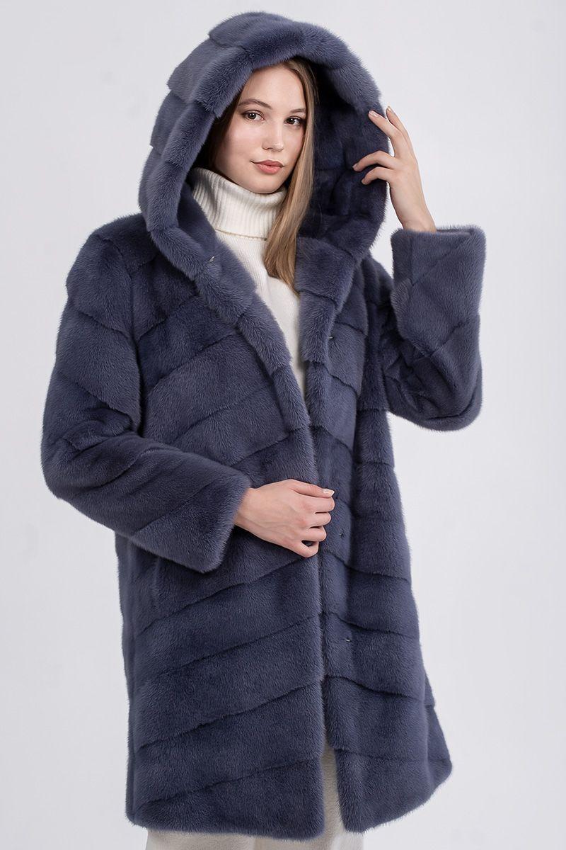 Норковая шуба с капюшоном фото