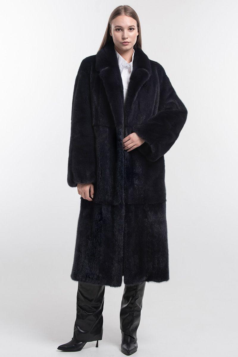 Шуба из норки с английским воротником фото