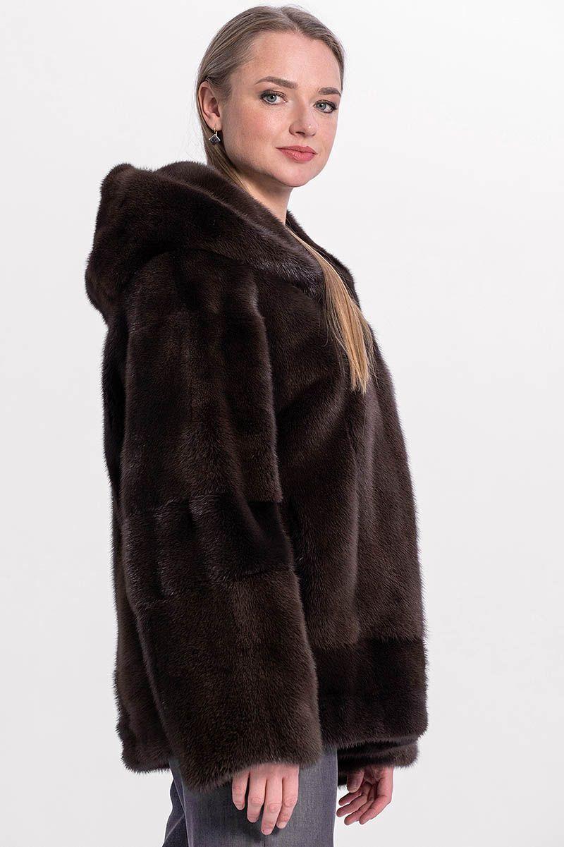 Куртка с капюшоном из меха норки фото