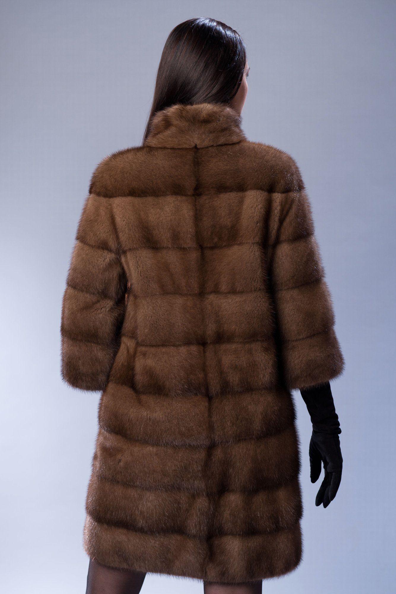 Шуба из норки с воротником стойка фото