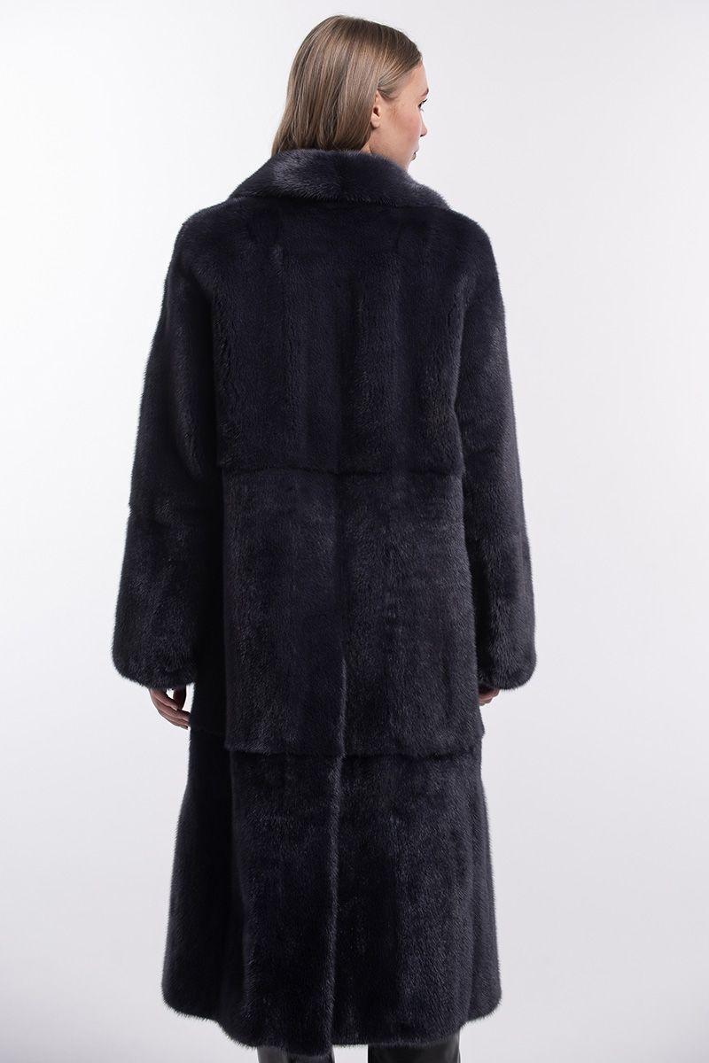 Шуба из норки с английским воротником фото