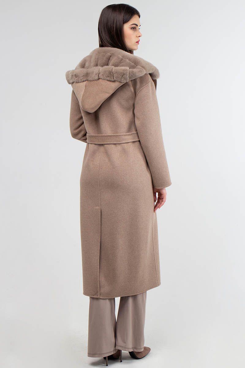 Кашемировое пальто с отделкой из норки фото