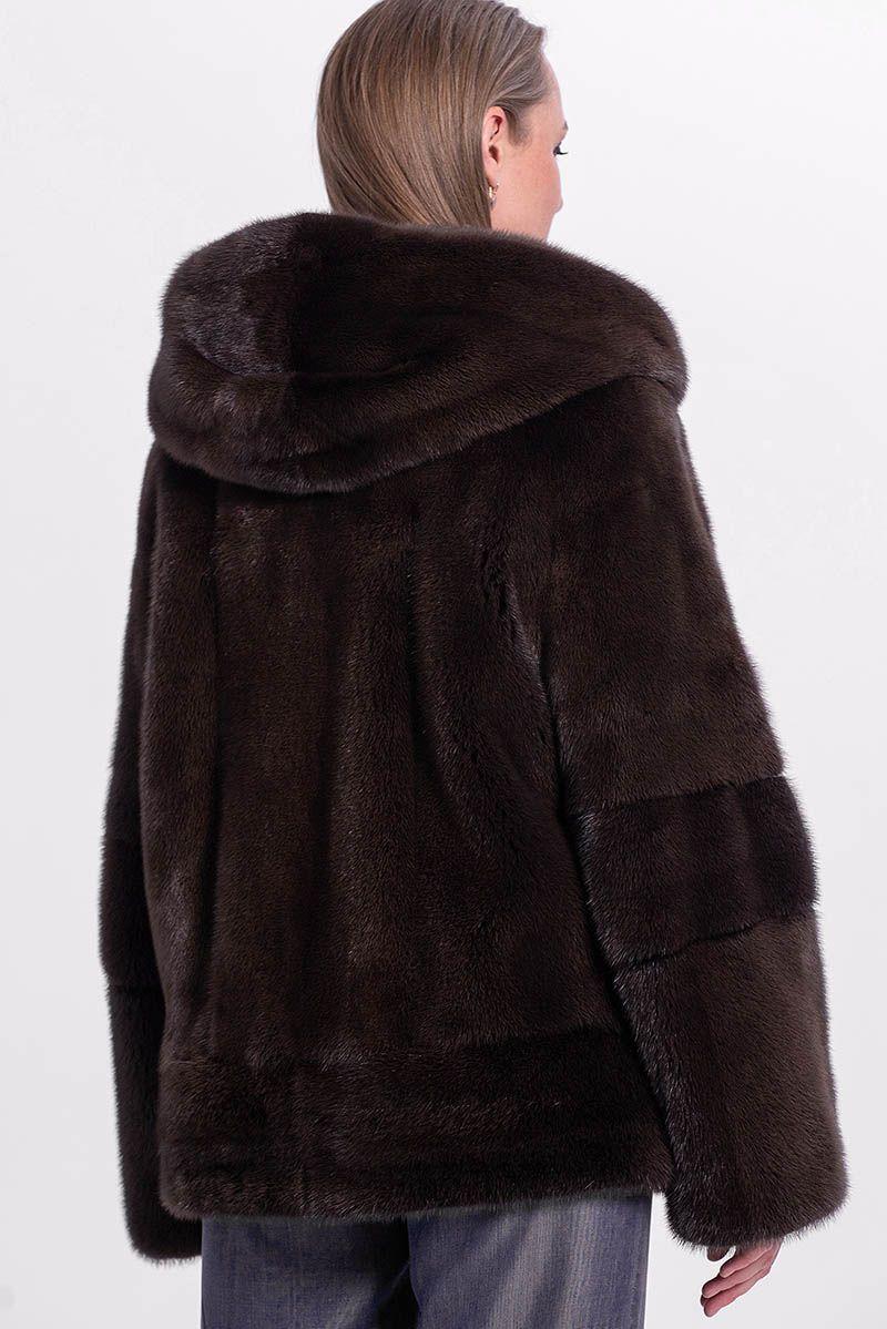 Куртка с капюшоном из меха норки фото