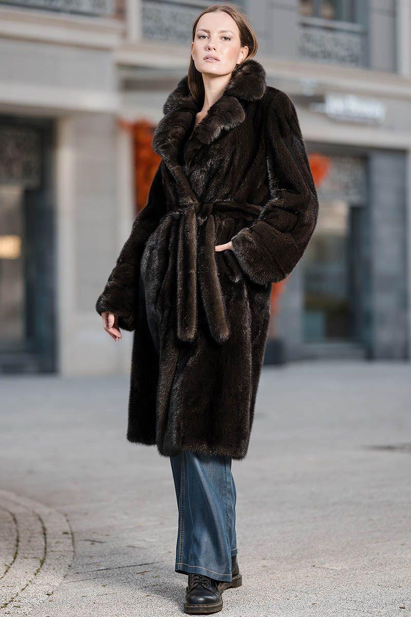 Норковая шуба с английским воротником фото