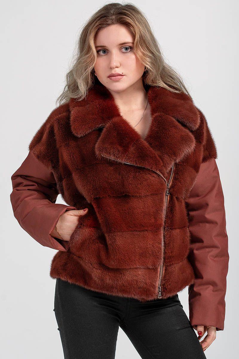 Норковая куртка с тканью фото