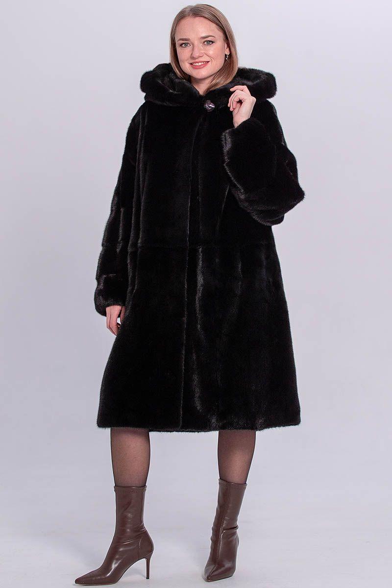 Норковая шуба с капюшоном фото