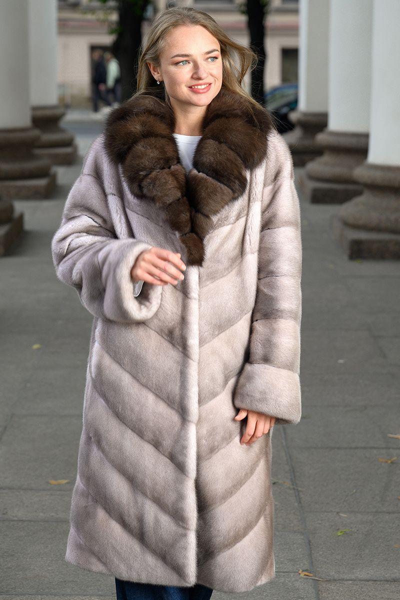 Норковая шуба с английским воротником из соболя фото