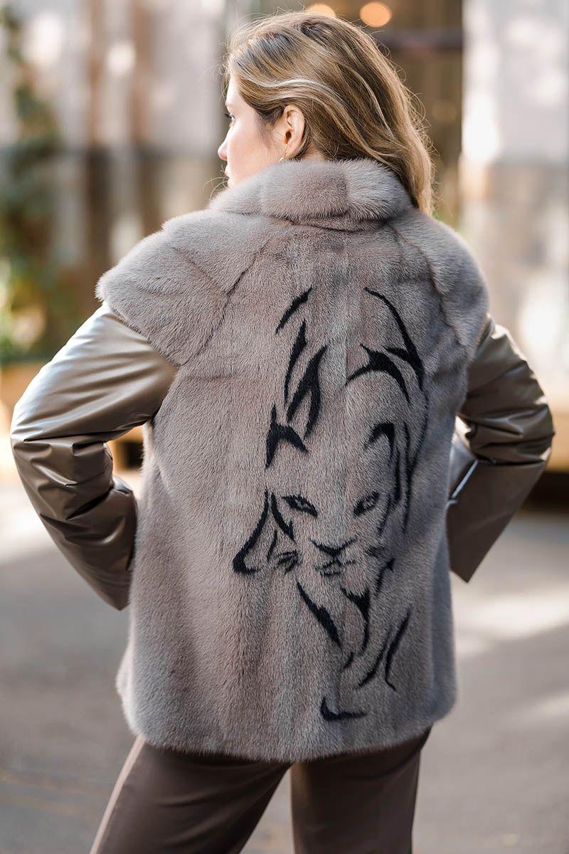 Куртка из норки с английским воротником фото