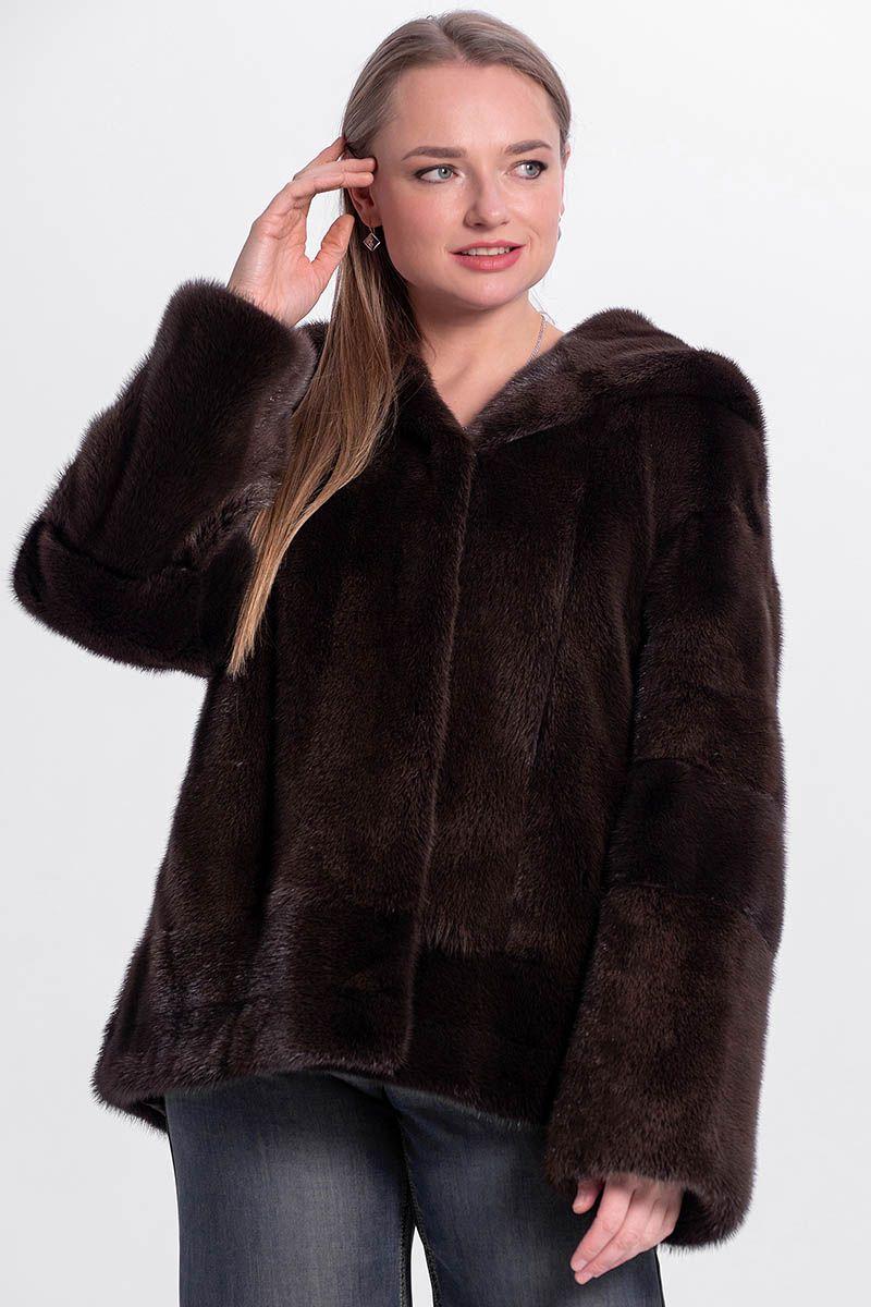 Куртка с капюшоном из меха норки фото
