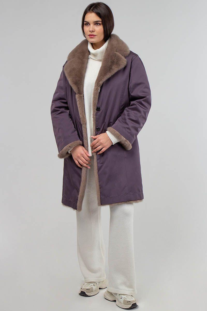 Пальто двустороннее из норки и плащевой ткани фото