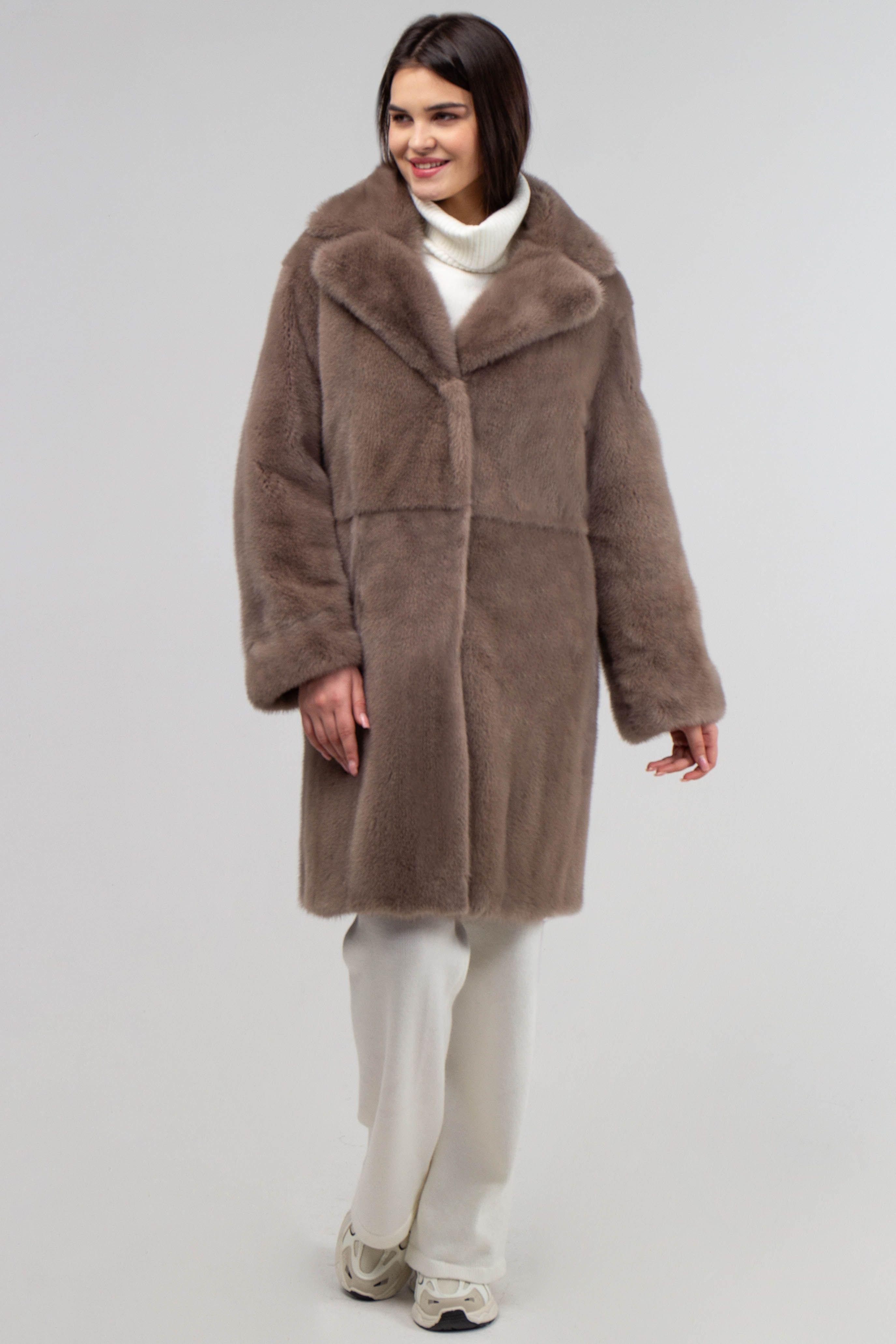 Пальто двустороннее из норки и плащевой ткани фото